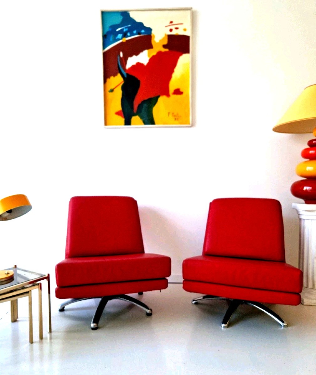 Paire de fauteuils pivotants Cofemo style futuriste italien