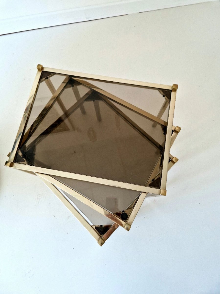 Vintage 1970s Hollywood Regency Glass Nesting Tables-photo-4