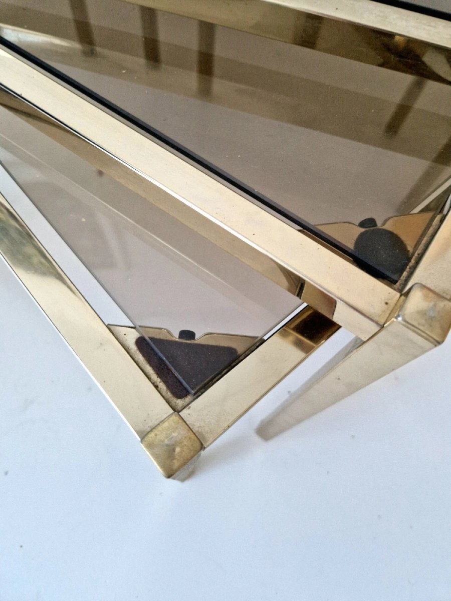 Vintage 1970s Hollywood Regency Glass Nesting Tables-photo-1