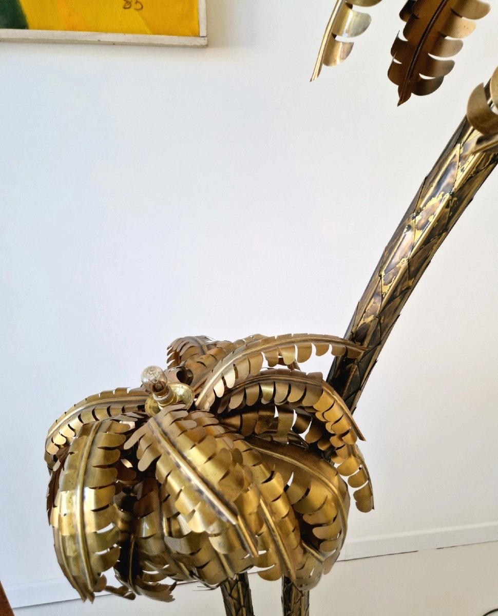 Vintage Hollywood Regency Brass Floor Lamp, Palm Tree Motif, Maison Jansen Style, 1970s-photo-3