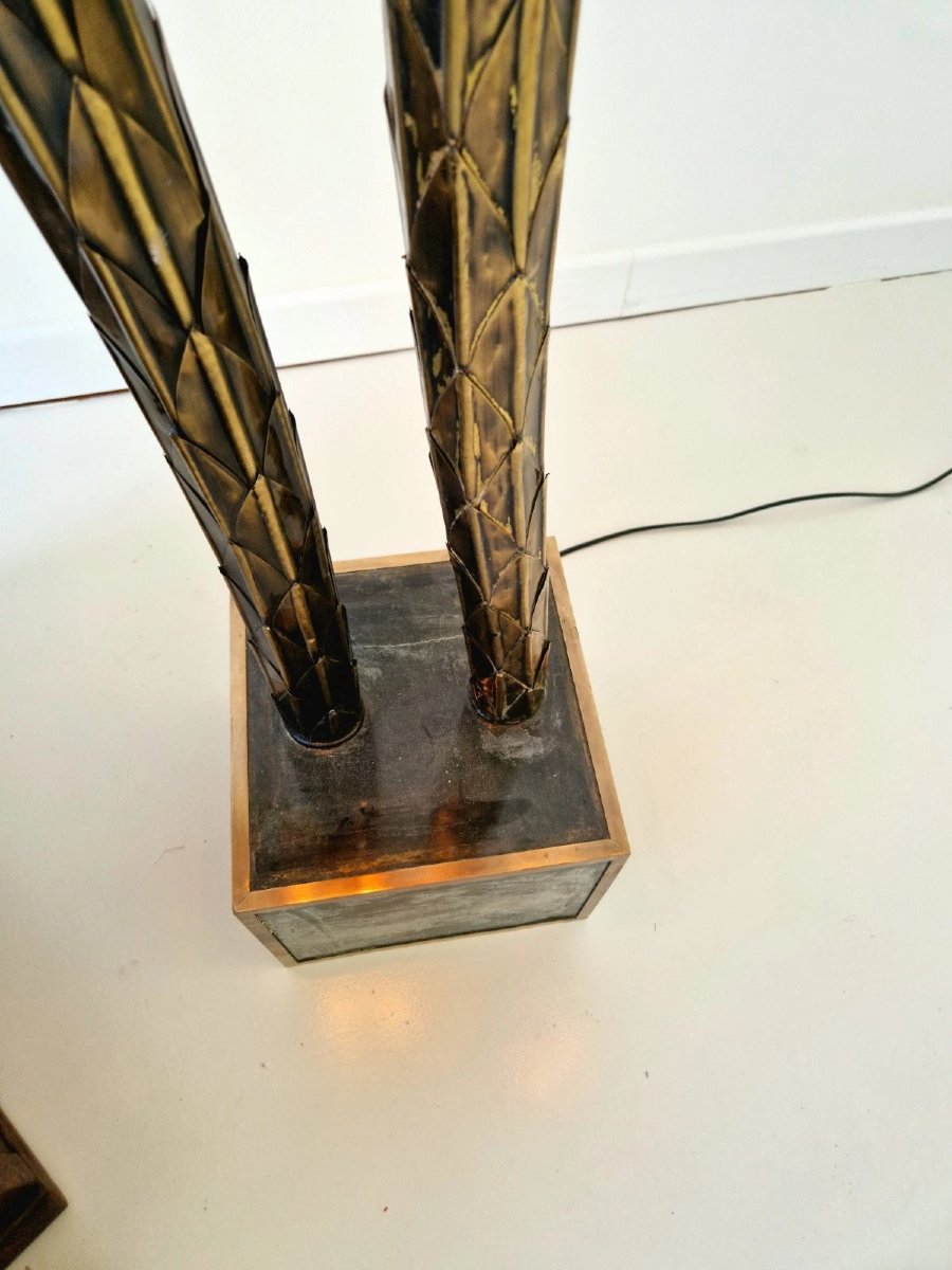Vintage Hollywood Regency Brass Floor Lamp, Palm Tree Motif, Maison Jansen Style, 1970s-photo-5