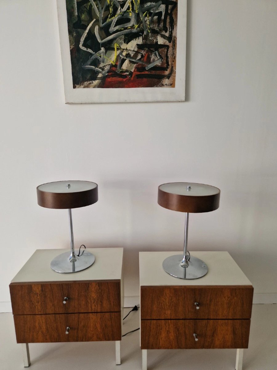 Paire de tables de chevet des années 1970, style Space Age, design d'intérieur de l'époque Geor-photo-2