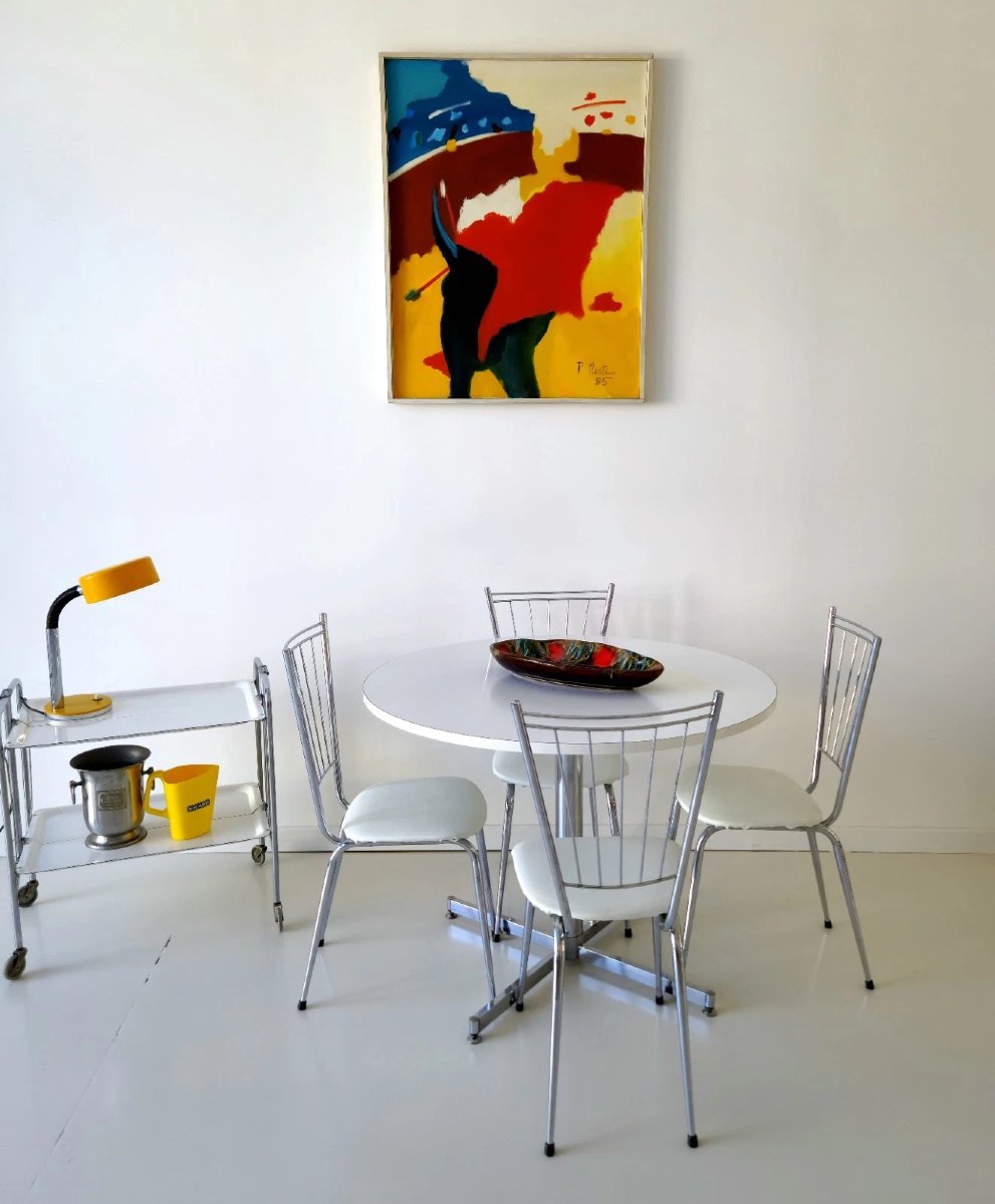 Mid-century Modern Chromed Rolling Bar Cart, Bremshey Medical Cart From The A-photo-2