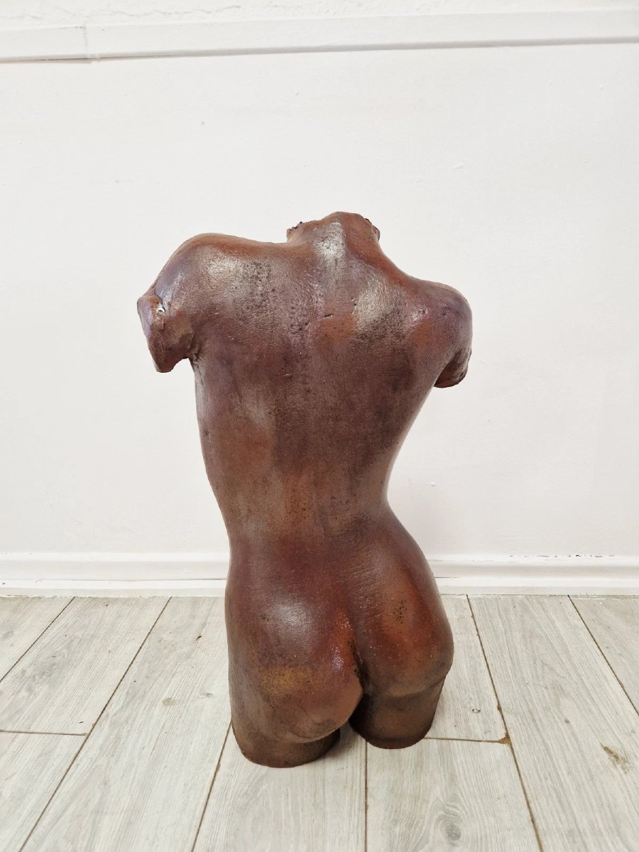 Sculpture de torse féminin en céramique d'atelier vintage, années 1960, design d'intérieur-photo-4