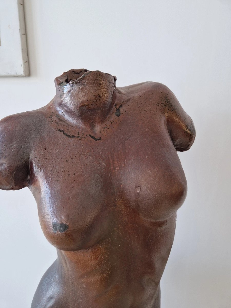 Sculpture de torse féminin en céramique d'atelier vintage, années 1960, design d'intérieur-photo-5