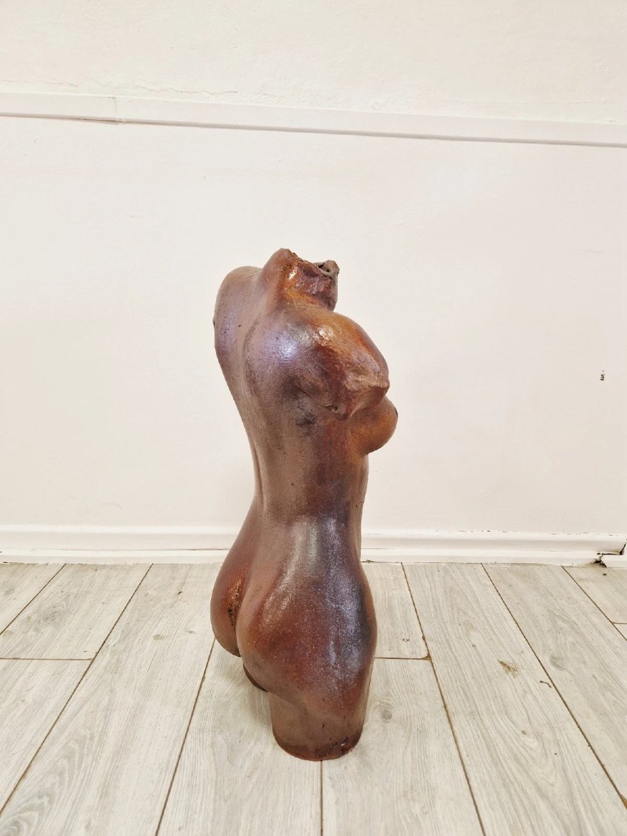 Sculpture de torse féminin en céramique d'atelier vintage, années 1960, design d'intérieur-photo-8