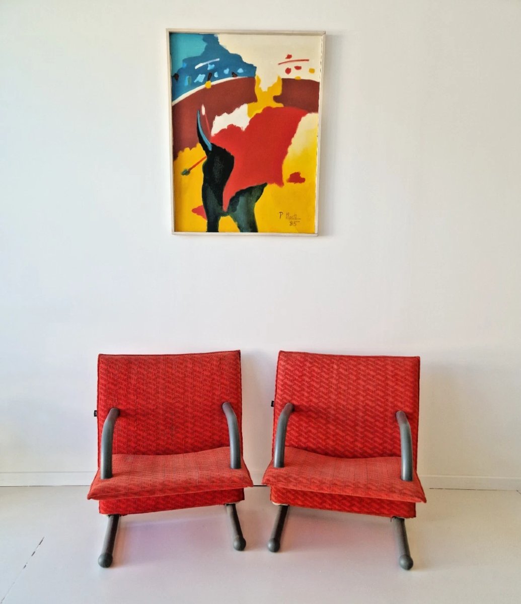 Paire de fauteuils lounge authentiques ARFLEX Italy T-Line, intérieurs postmodernes des années -photo-2