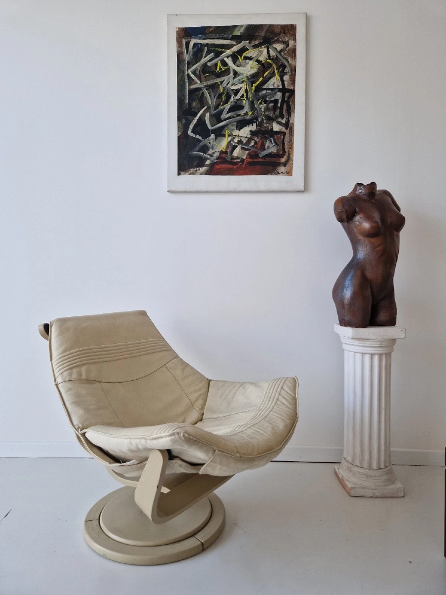 Vintage Nelo "flight High" Swedish Chair By Takashi Okamura Swivel 1970s Home