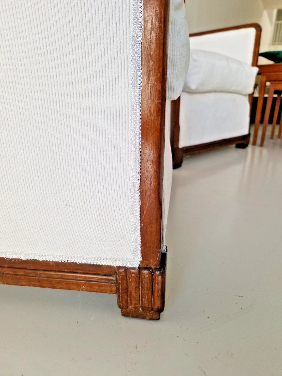 Paire de grands fauteuils blancs Art déco, style années 1950, design d'intérieur moderne du mil-photo-3