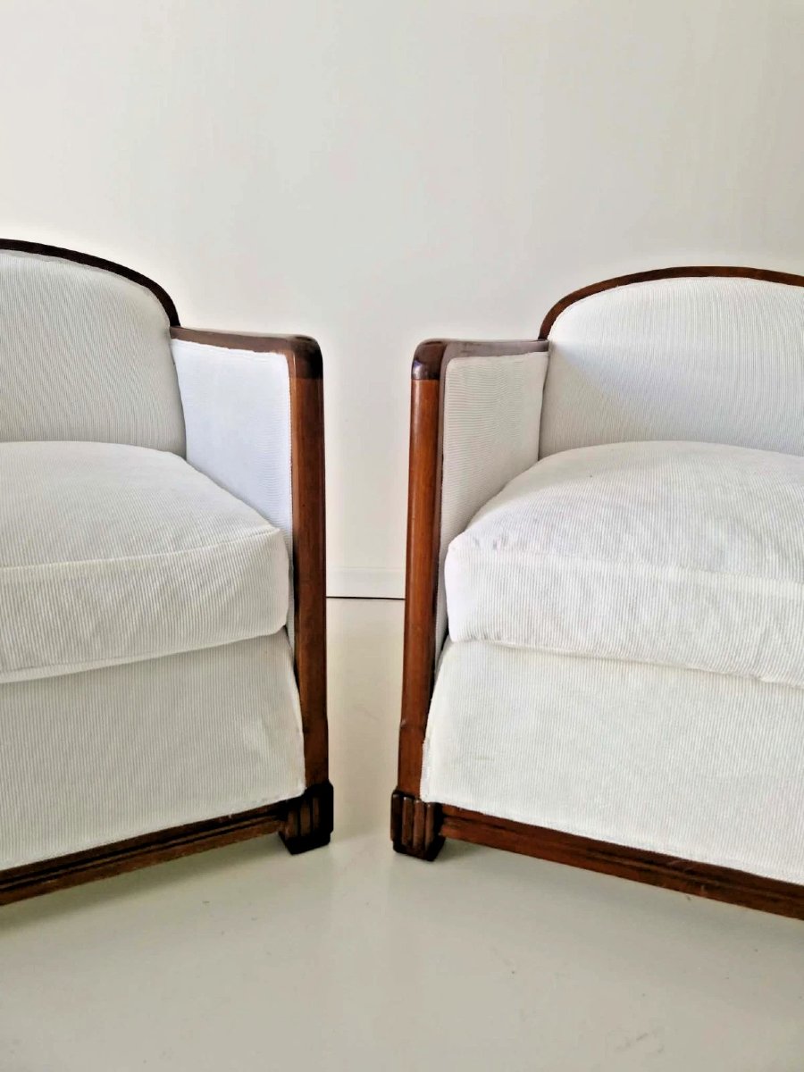 Paire de grands fauteuils blancs Art déco, style années 1950, design d'intérieur moderne du mil-photo-6