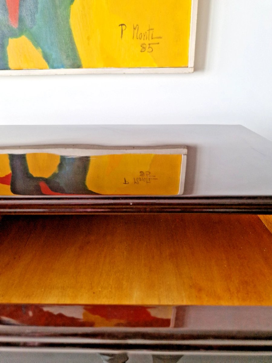 Mid-century Art Deco Bar Cabinet With High Legs, High-gloss Lacquer Finish-photo-4