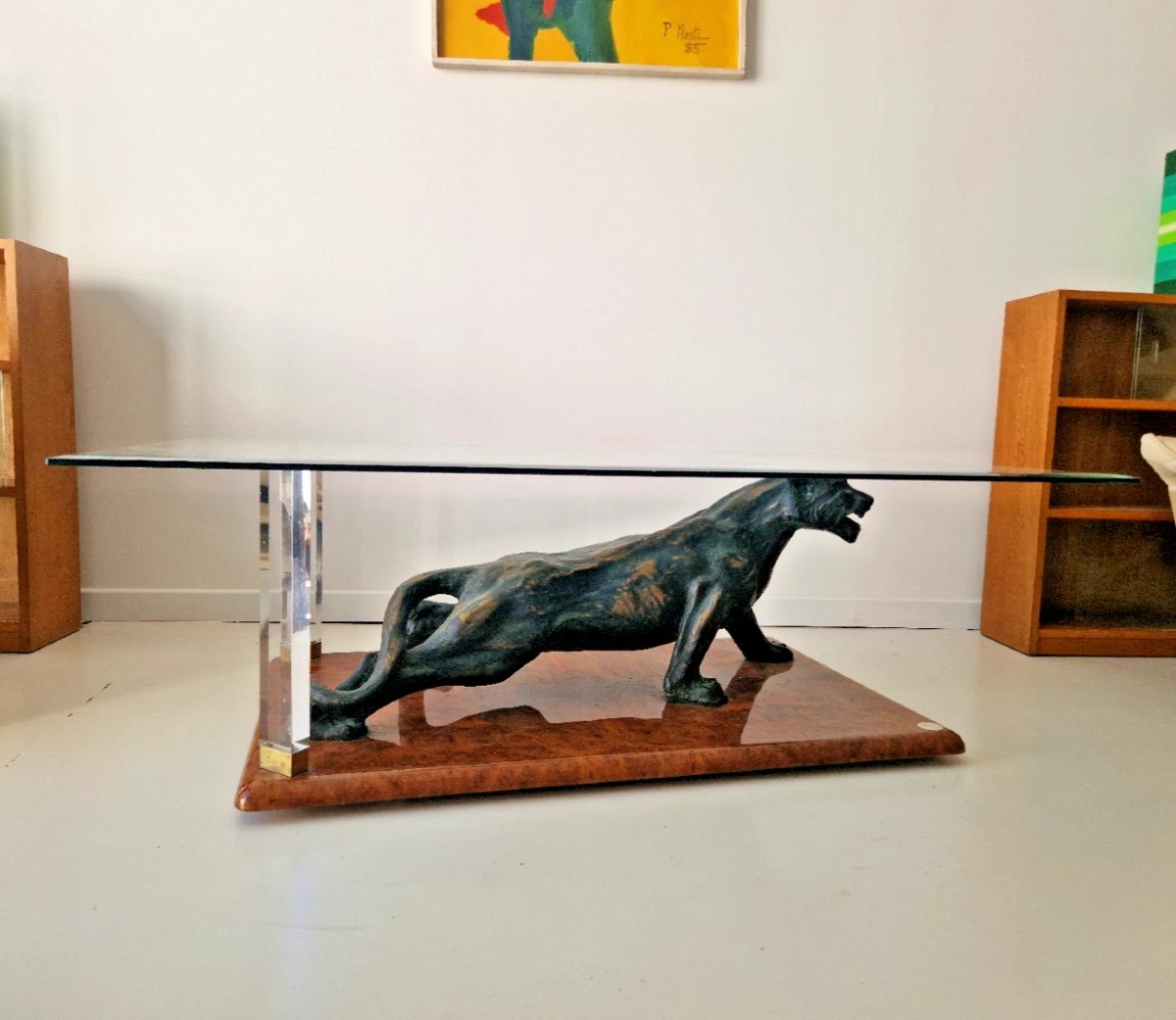 Claude DALLE pour MAISON ROMÉO Paris Table basse Panthère 1970 Design Français