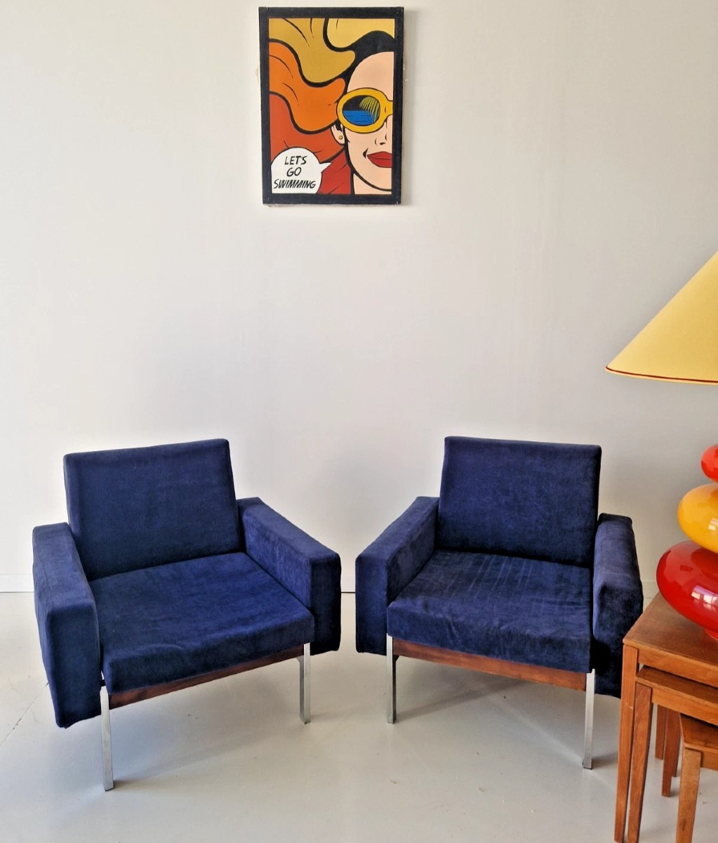 Paire de fauteuils danois modernes du milieu du siècle, dans le style de Kiushu Saporiti