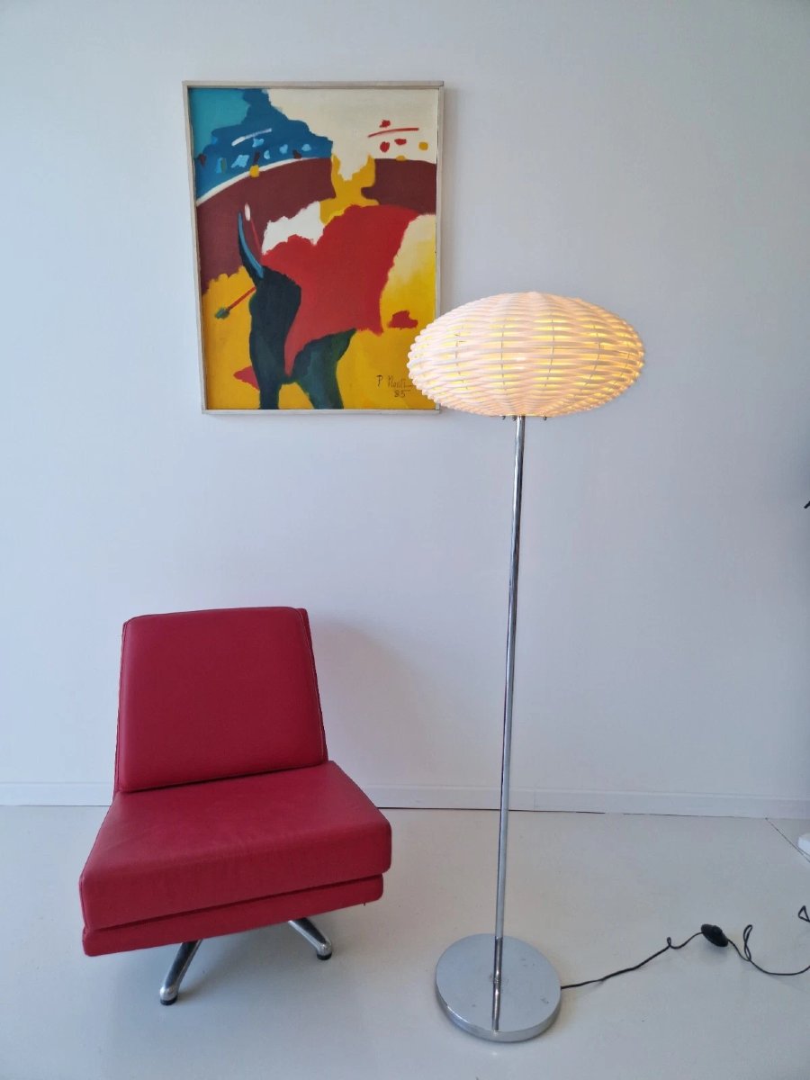 Lampadaire tissé « cocon » de style moderne du milieu du siècle, design intérieur des années 19-photo-3