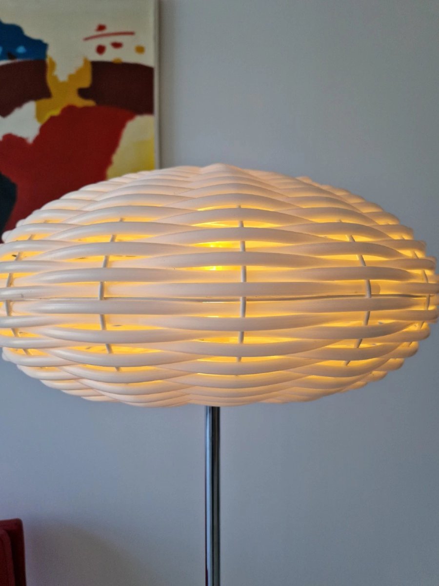 Lampadaire tissé « cocon » de style moderne du milieu du siècle, design intérieur des années 19-photo-4