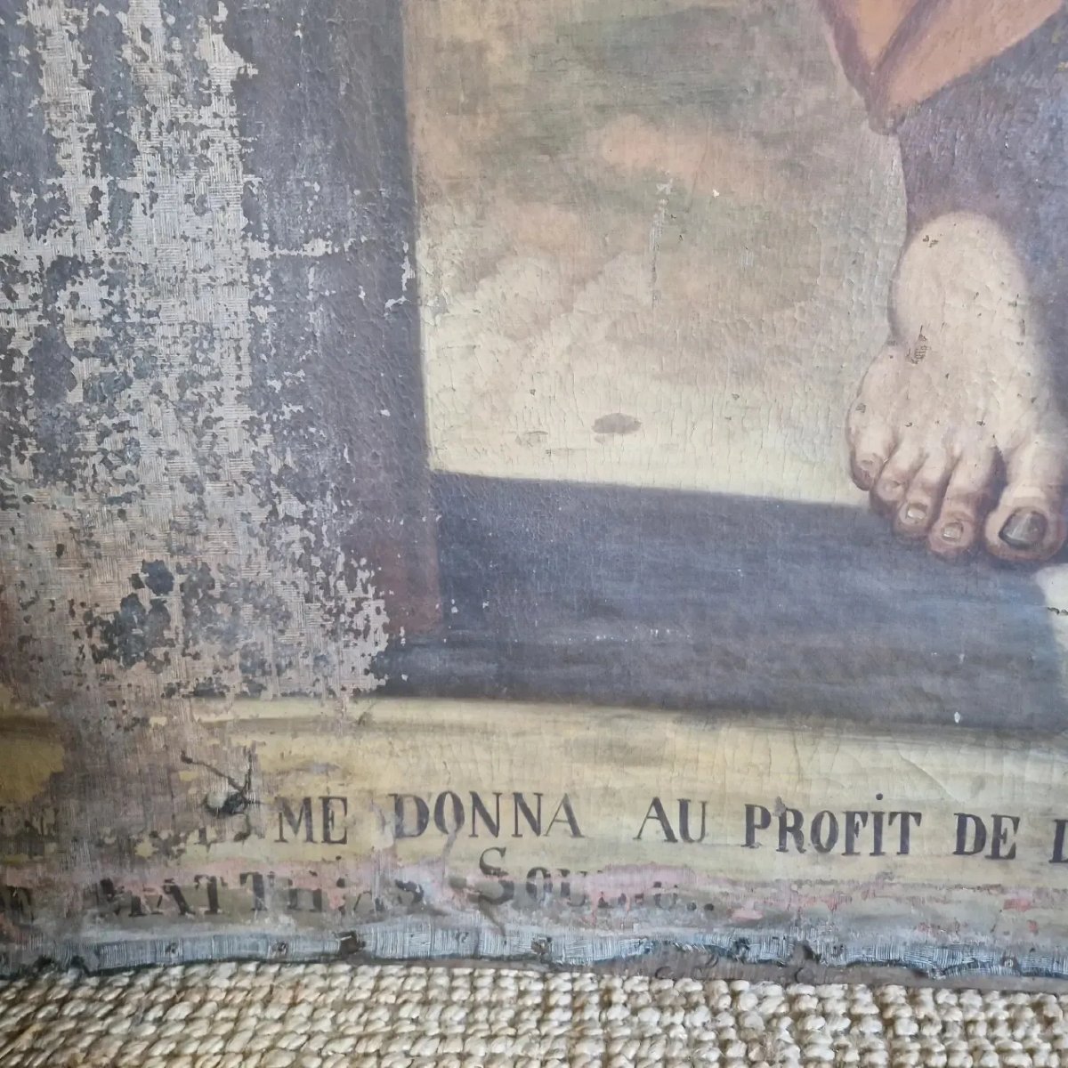 Grande peinture à l'huile ancienne représentant saint Matthias l'apôtre, XVIIIe siècle-photo-3