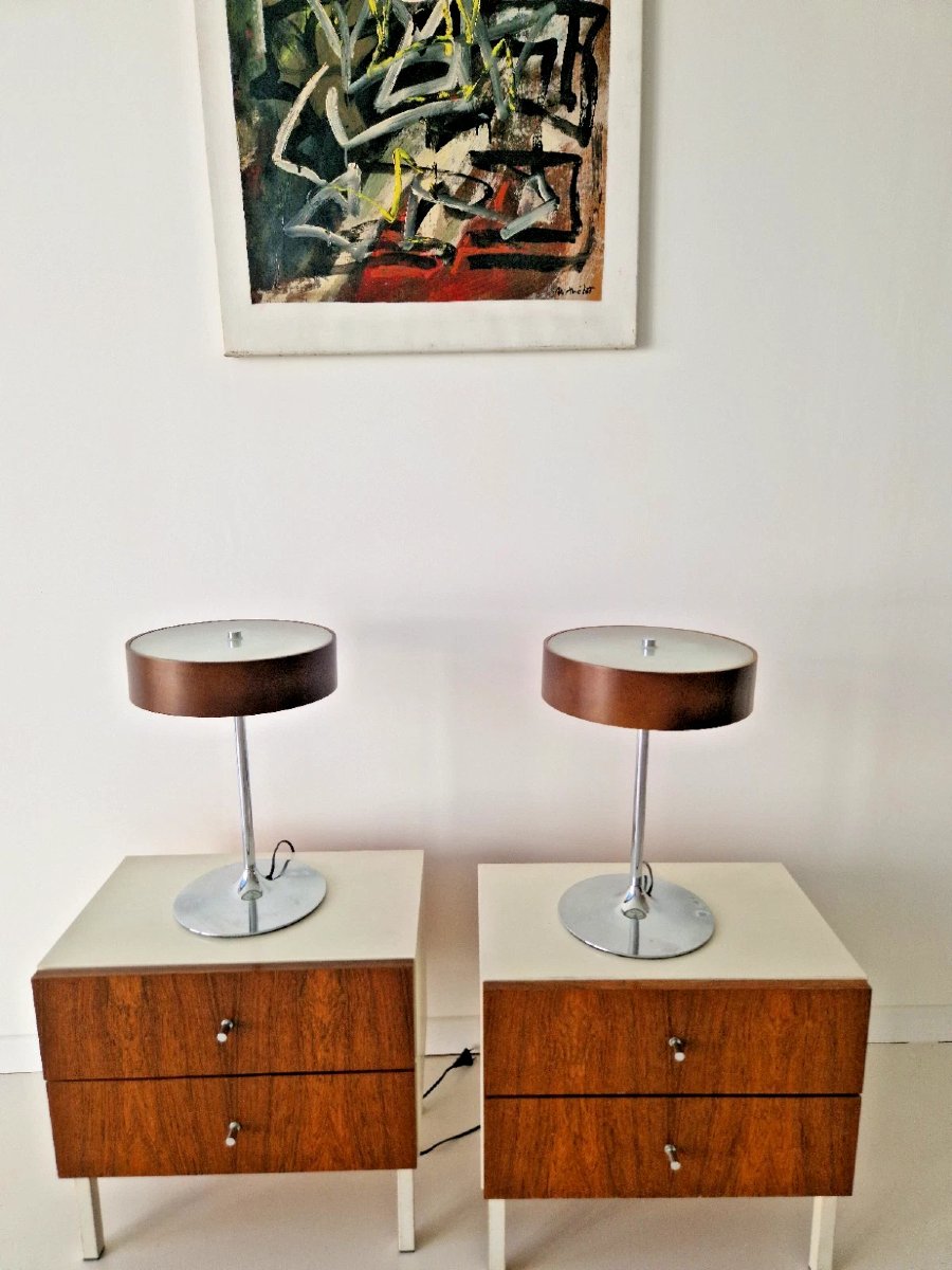 Paire de lampes Malibu vintage, style rétro années 1970.-photo-4