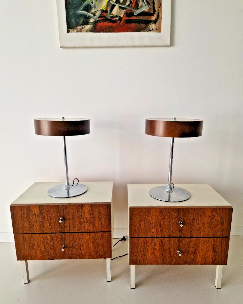 Paire de lampes Malibu vintage, style rétro années 1970.