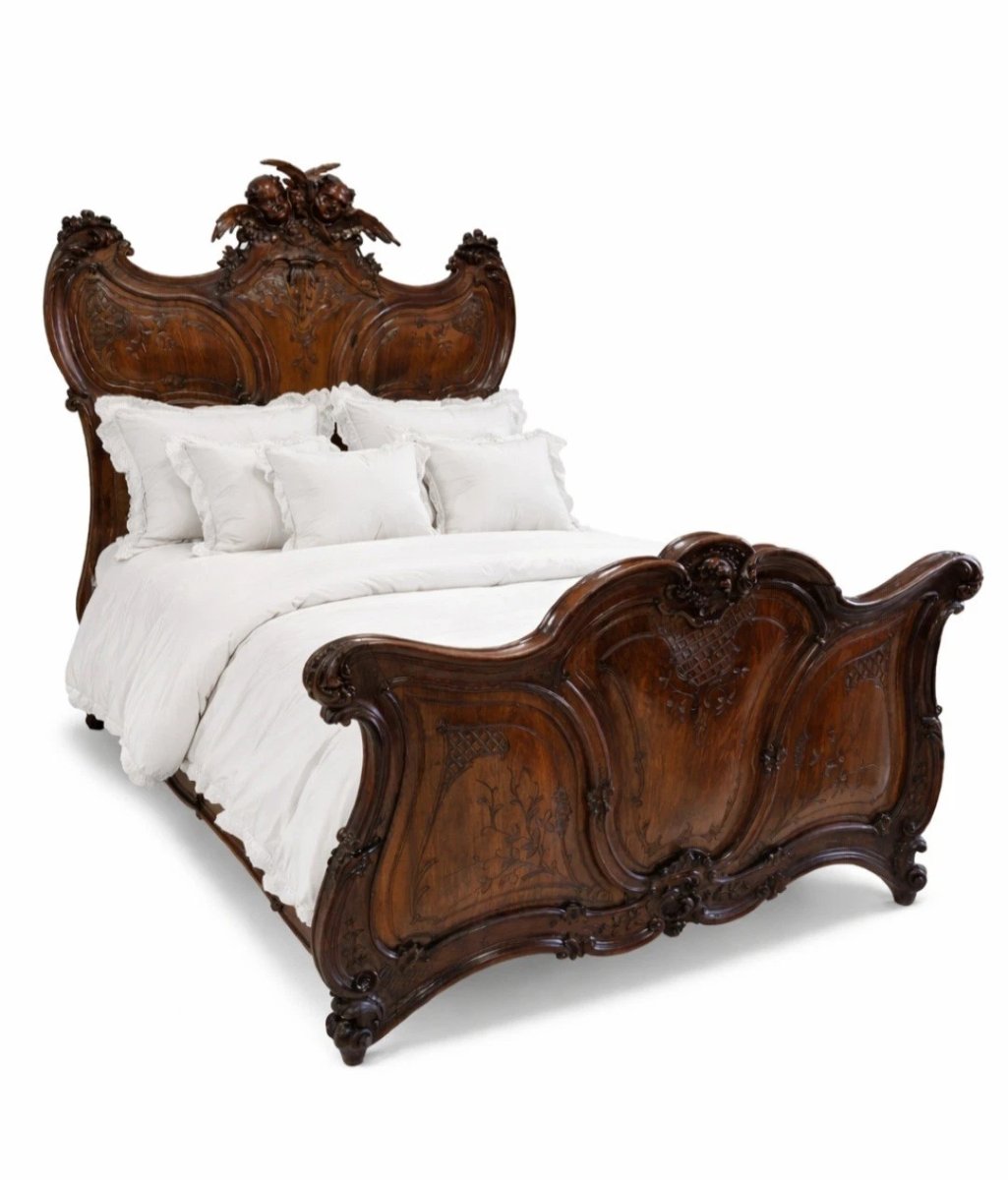 Ensemble de chambre à coucher italien Art nouveau ancien avec détails baroques-photo-2