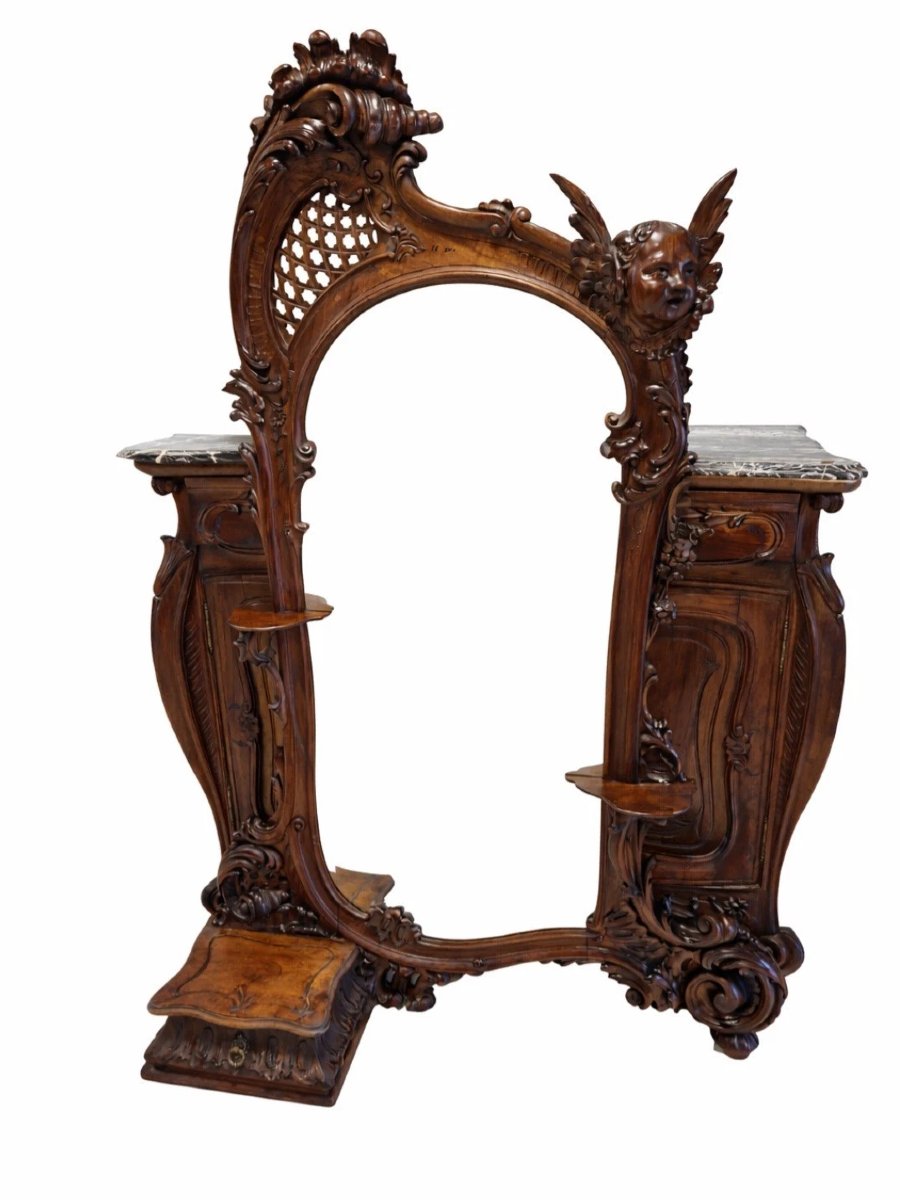 Ensemble de chambre à coucher italien Art nouveau ancien avec détails baroques-photo-4