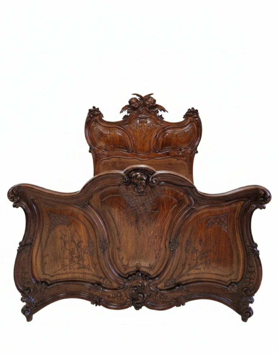 Ensemble de chambre à coucher italien Art nouveau ancien avec détails baroques-photo-3