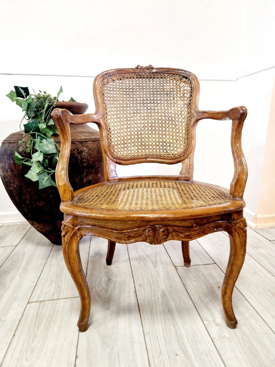 Fauteuils anciens en cane français, style Louis XVI, château du XVIIIe siècle-photo-2