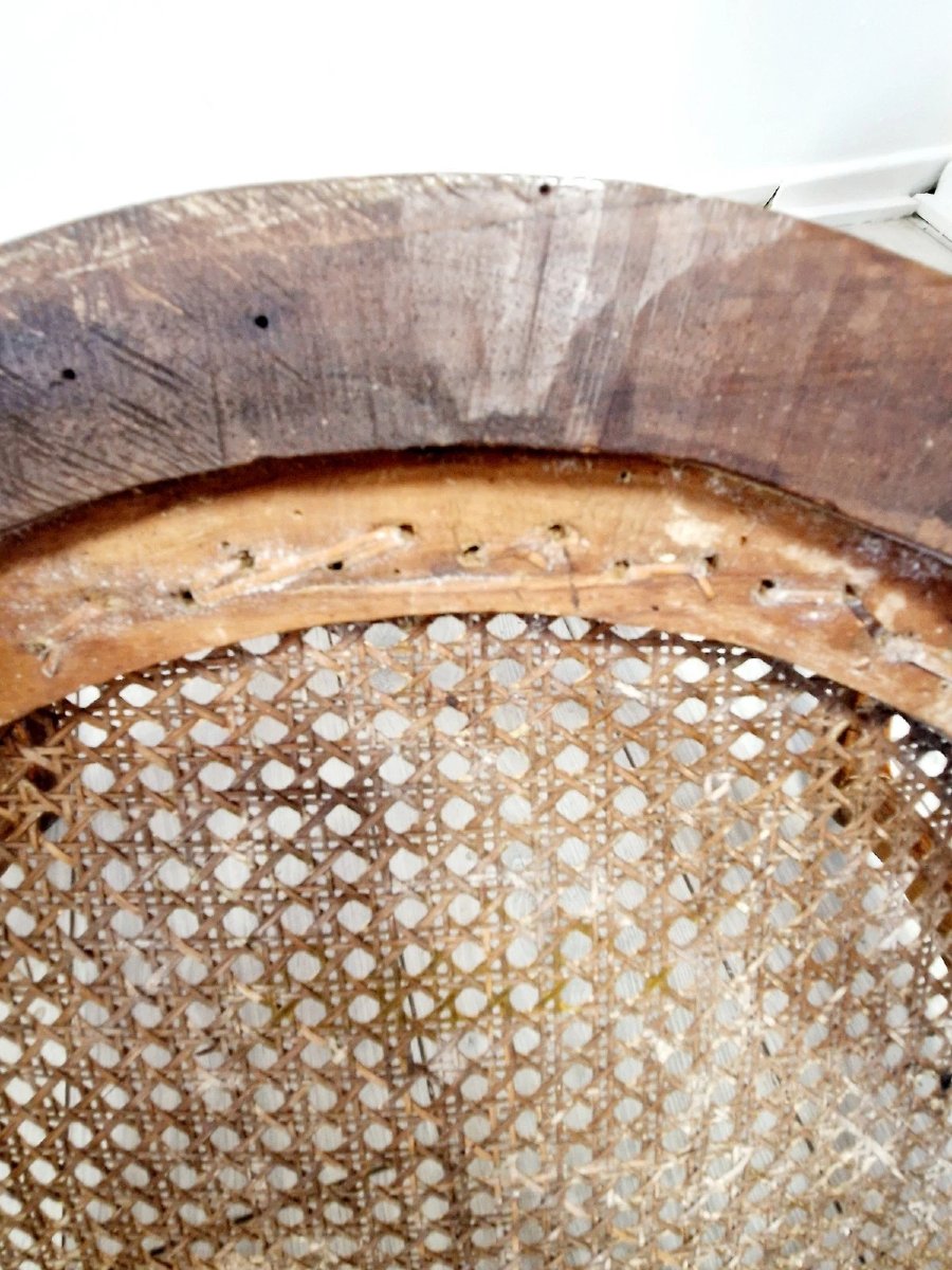 Fauteuils anciens en cane français, style Louis XVI, château du XVIIIe siècle-photo-4