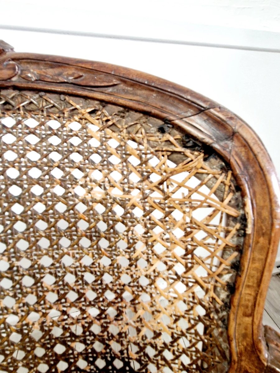 Fauteuils anciens en cane français, style Louis XVI, château du XVIIIe siècle-photo-6