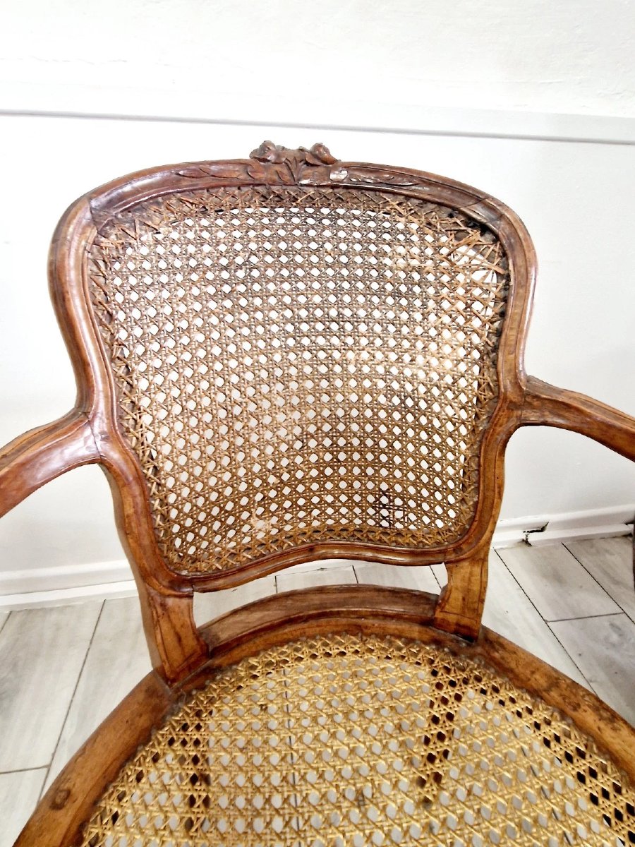 Fauteuils anciens en cane français, style Louis XVI, château du XVIIIe siècle-photo-7
