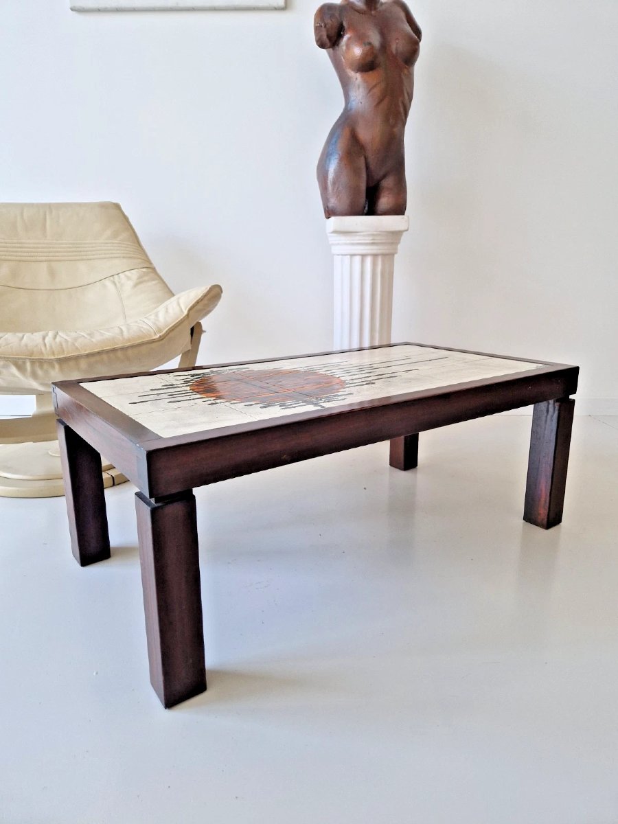 Mid-century Coffee Table With Tiled Top, Juliette d'Asti Style, 1960s, Design By I-photo-4