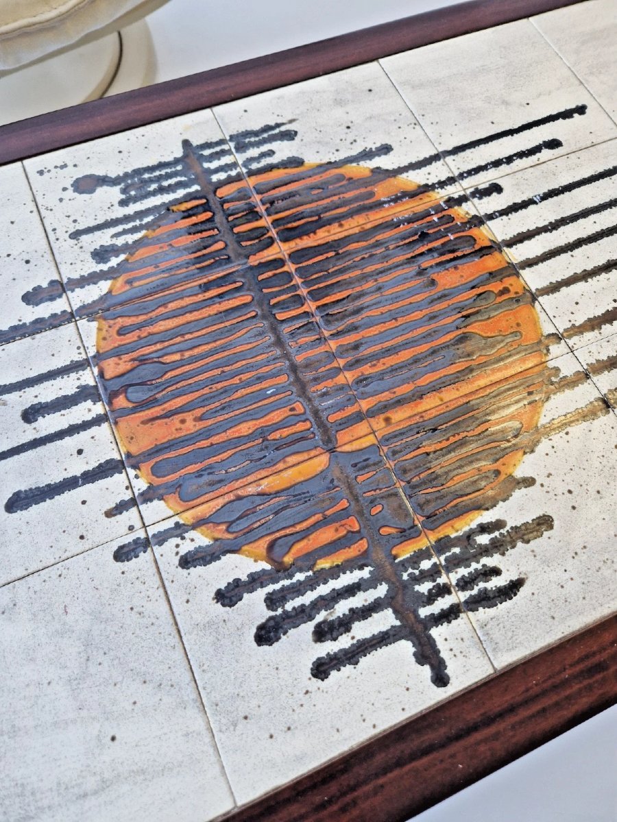 Mid-century Coffee Table With Tiled Top, Juliette d'Asti Style, 1960s, Design By I-photo-3
