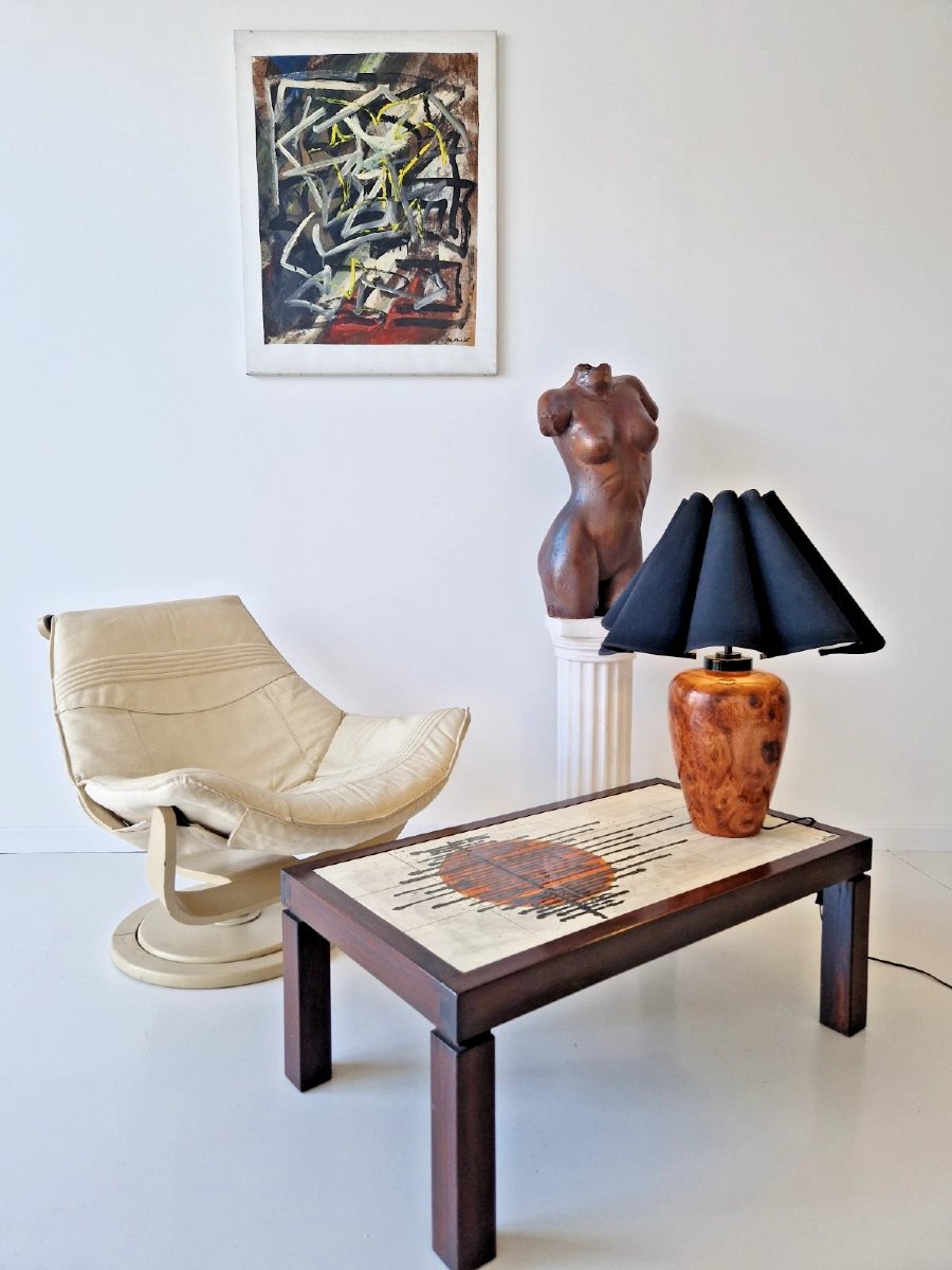 Mid-century Coffee Table With Tiled Top, Juliette d'Asti Style, 1960s, Design By I-photo-5