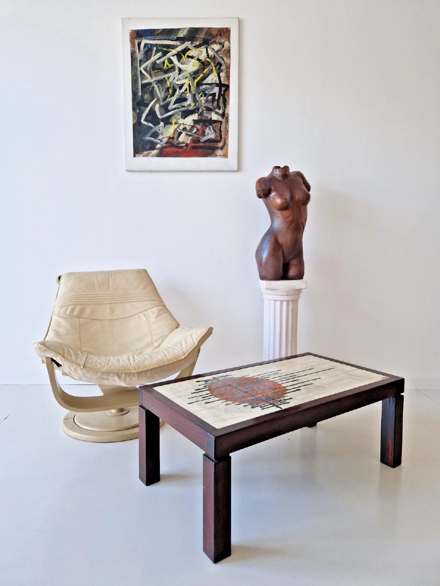 Mid-century Coffee Table With Tiled Top, Juliette d'Asti Style, 1960s, Design By I
