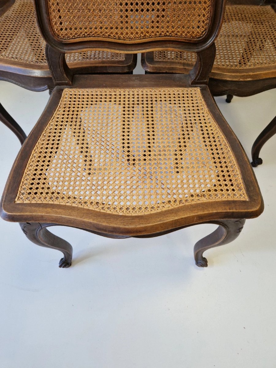 Set Of 6 Antique Provencal Dining Chairs With Rattan Backs, Louis X Style-photo-3