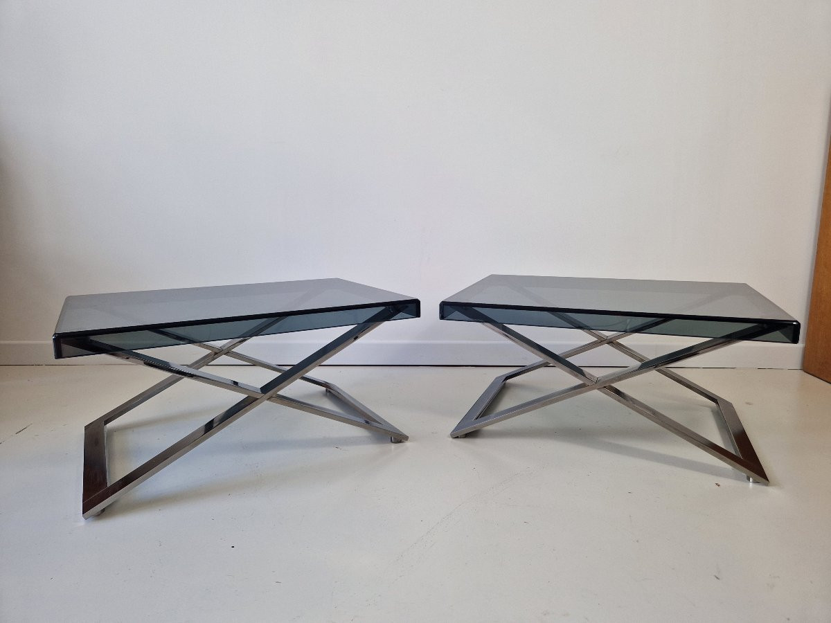 Paire de tables d'appoint Poltrona Frau Aster X, années 1970 – Jean-Marie Massaud-photo-4