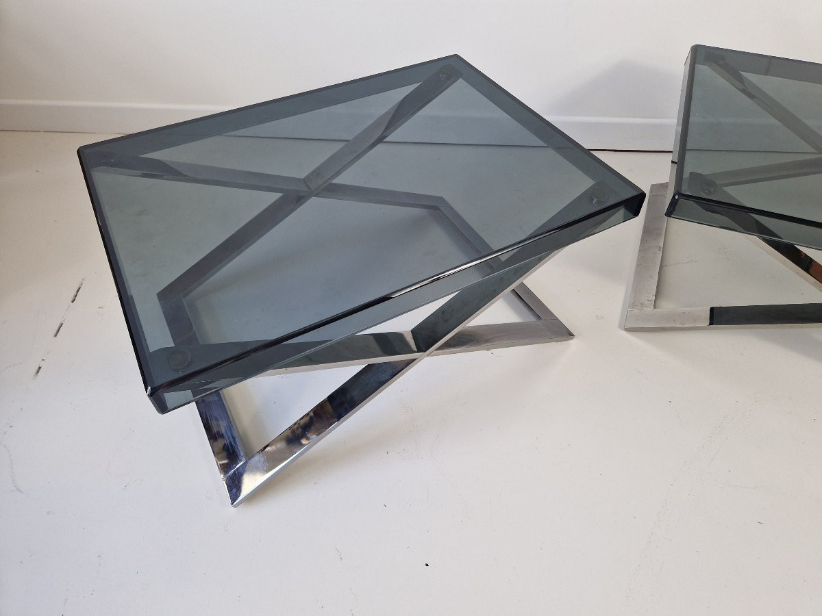 Paire de tables d'appoint Poltrona Frau Aster X, années 1970 – Jean-Marie Massaud-photo-2
