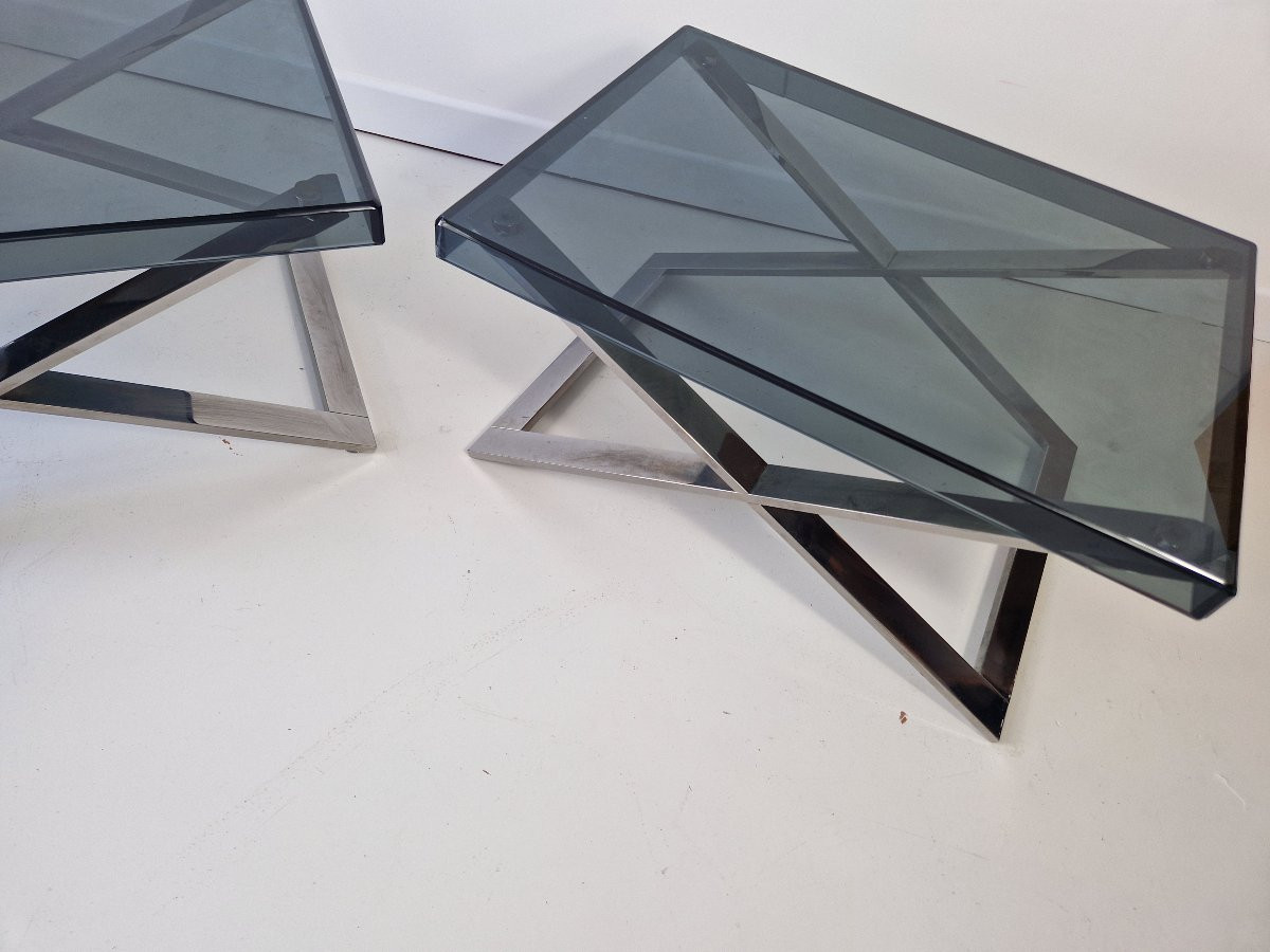 Paire de tables d'appoint Poltrona Frau Aster X, années 1970 – Jean-Marie Massaud-photo-3