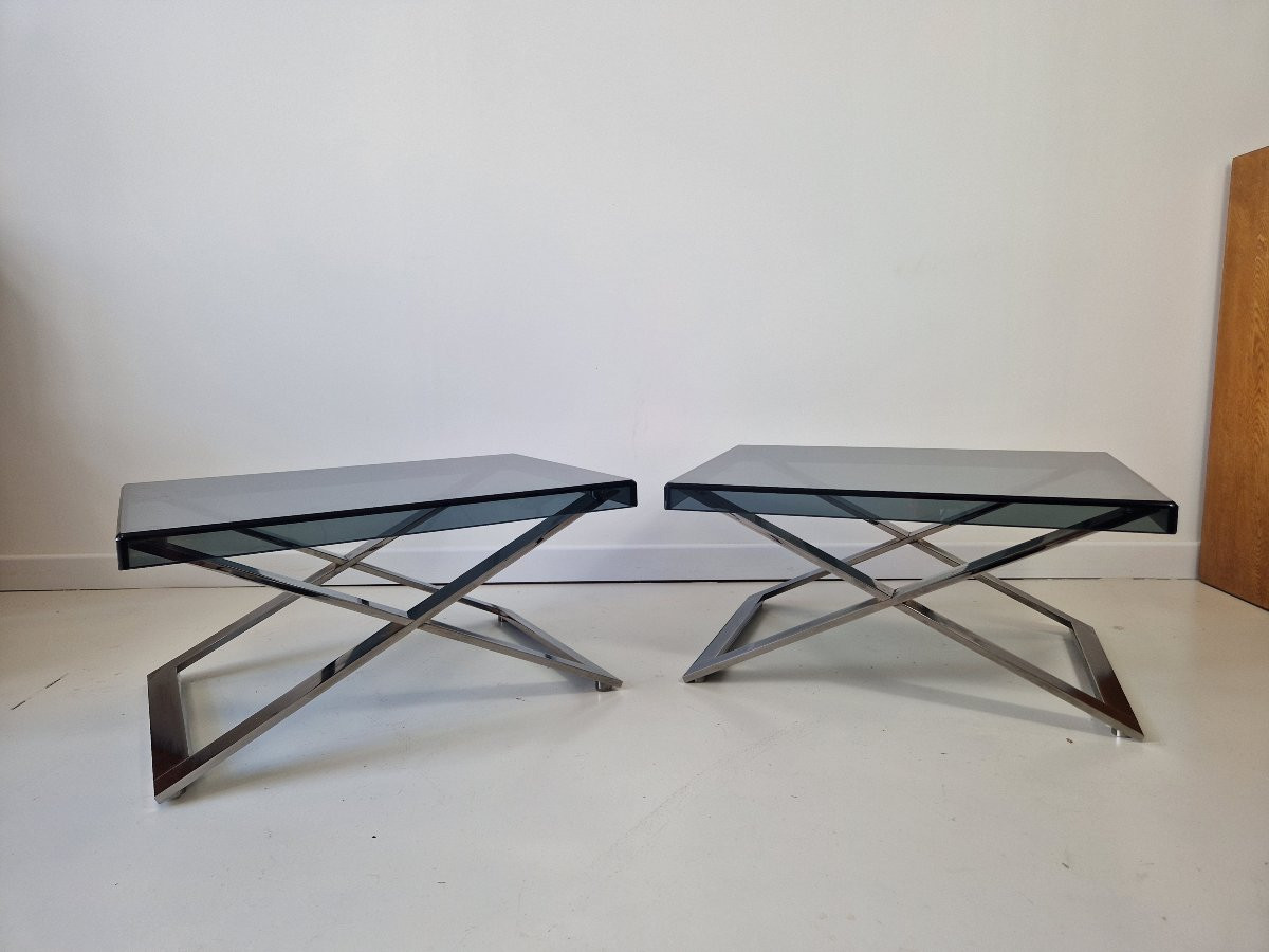 Paire de tables d'appoint Poltrona Frau Aster X, années 1970 – Jean-Marie Massaud-photo-4