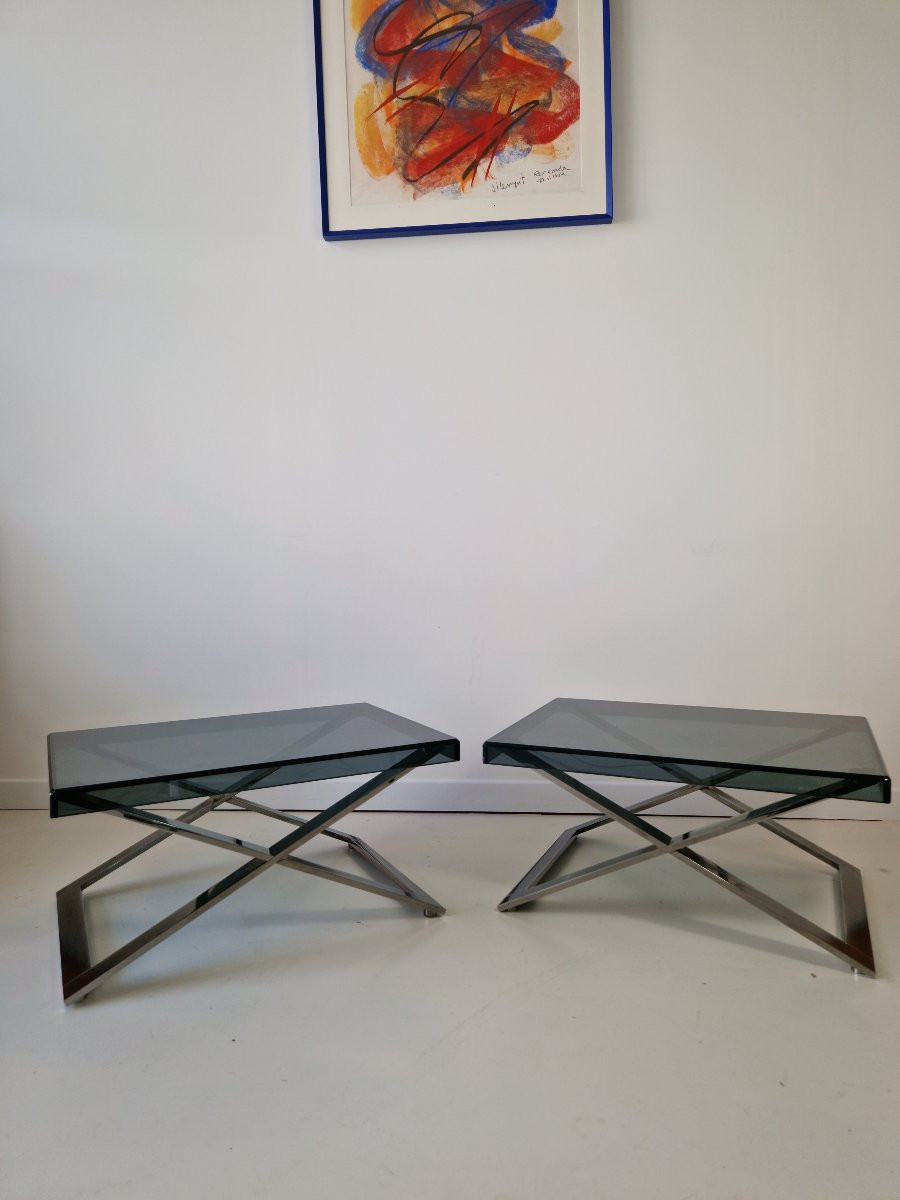 Paire de tables d'appoint Poltrona Frau Aster X, années 1970 – Jean-Marie Massaud-photo-5