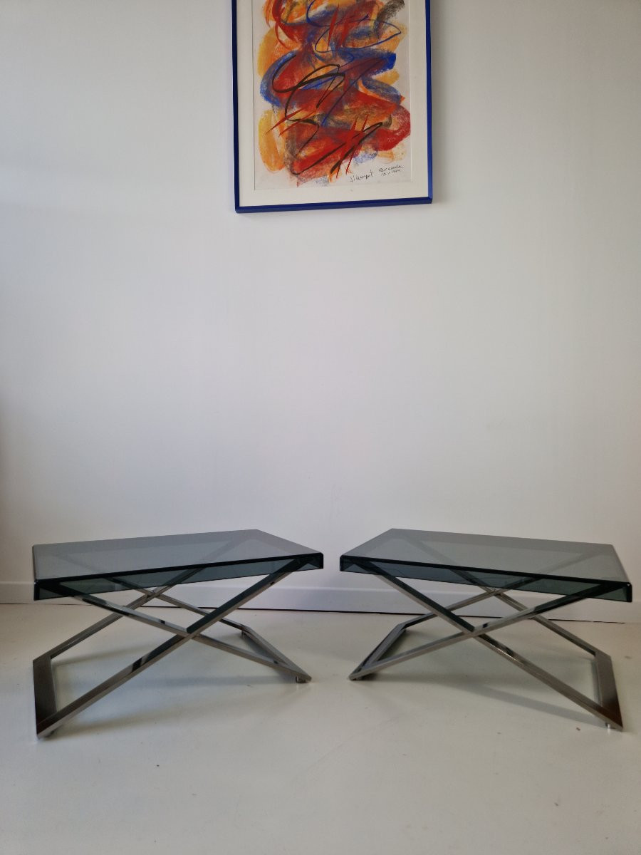 Paire de tables d'appoint Poltrona Frau Aster X, années 1970 – Jean-Marie Massaud-photo-6