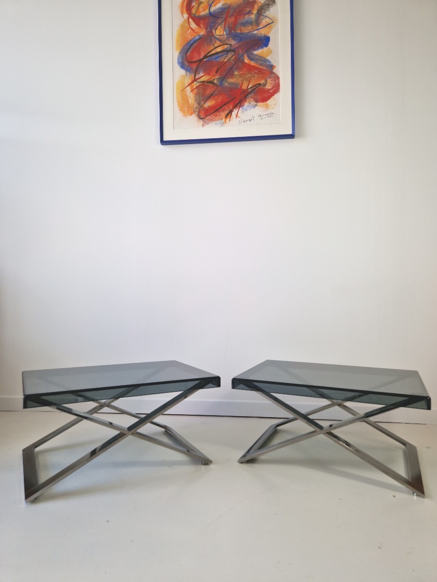 Paire de tables d'appoint Poltrona Frau Aster X, années 1970 – Jean-Marie Massaud