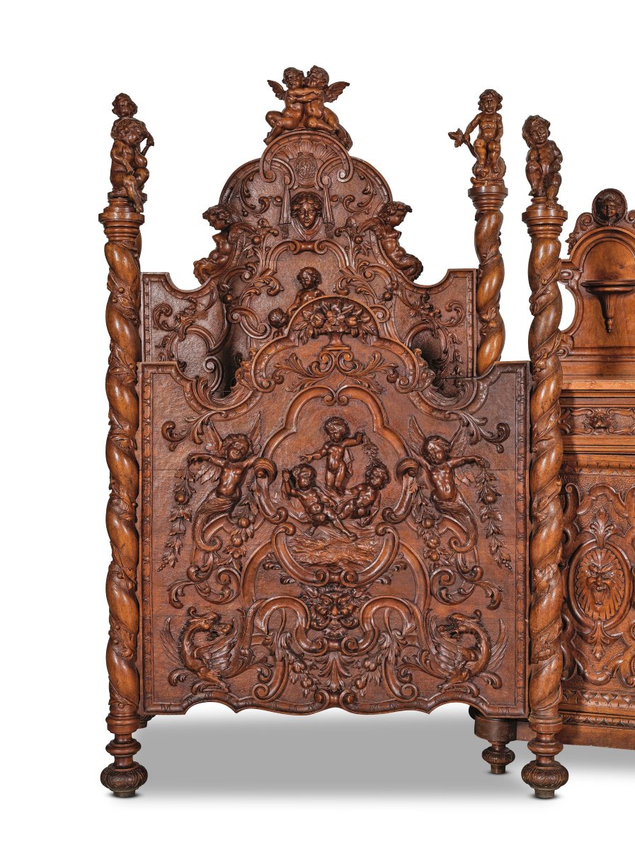 Antique Italian Renaissance Bedroom Set Attr Luigi Frullini 19th Century Chateau-photo-3
