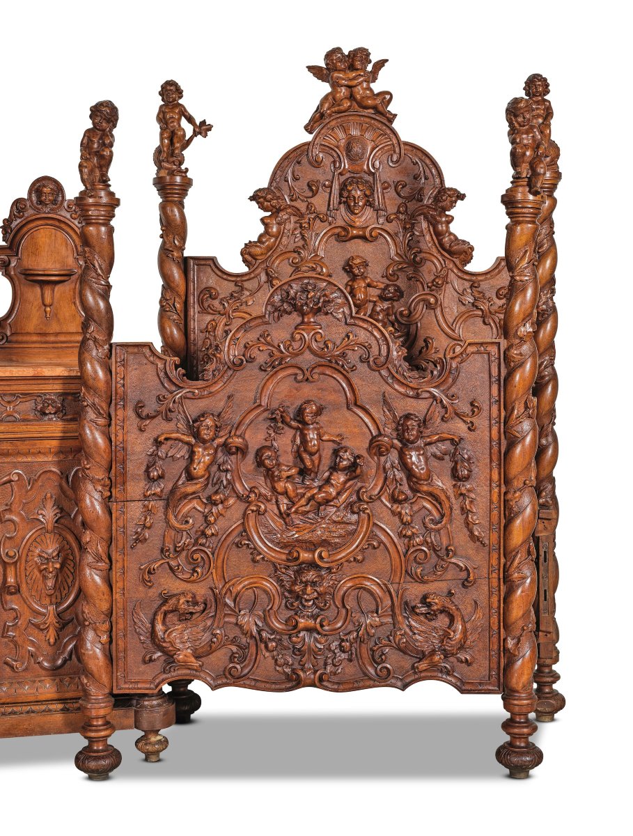 Antique Italian Renaissance Bedroom Set Attr Luigi Frullini 19th Century Chateau-photo-4
