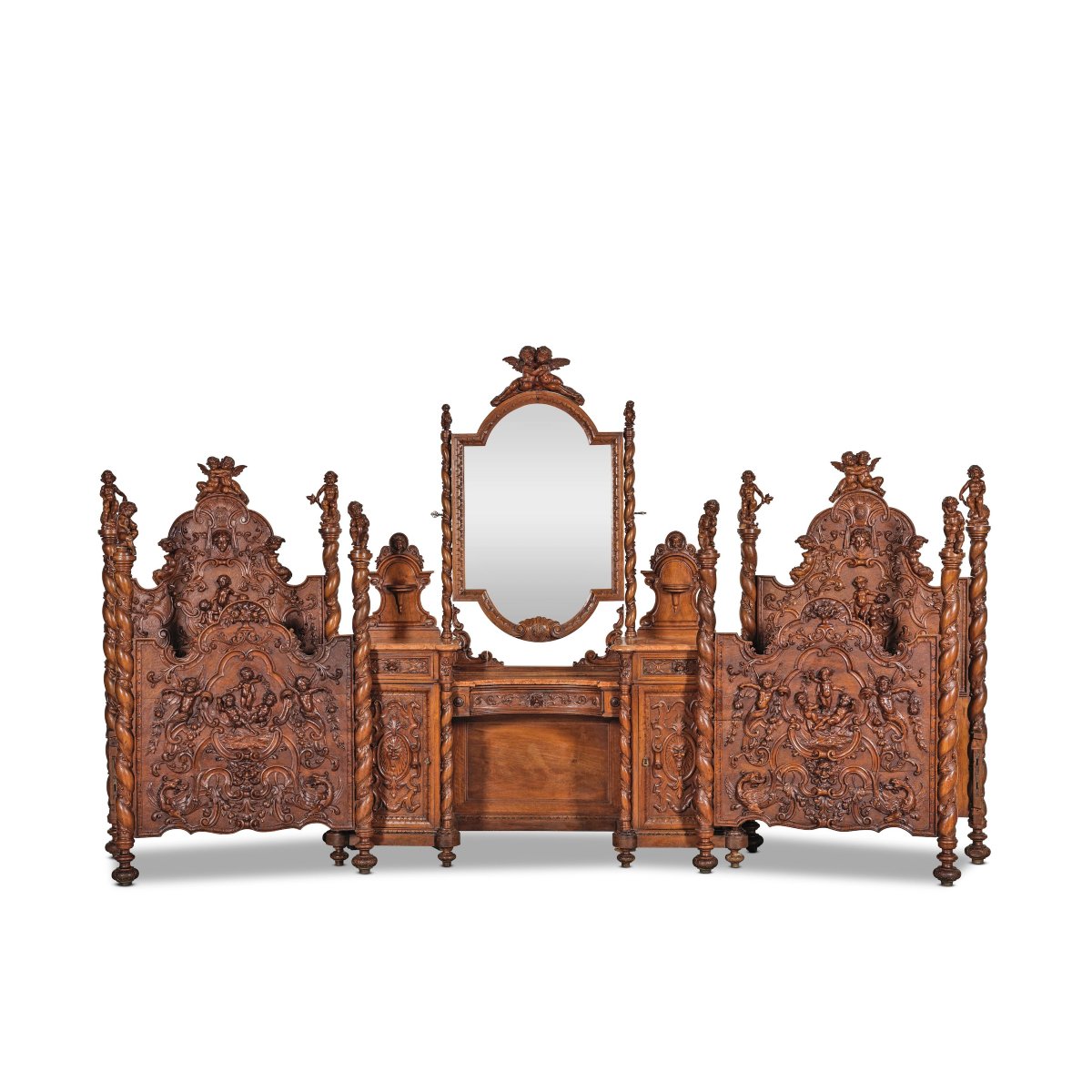 Antique Italian Renaissance Bedroom Set Attr Luigi Frullini 19th Century Chateau-photo-1