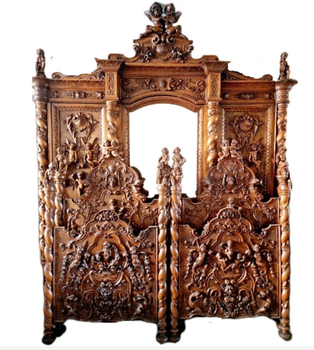 Antique Italian Renaissance Bedroom Set Attr Luigi Frullini 19th Century Chateau