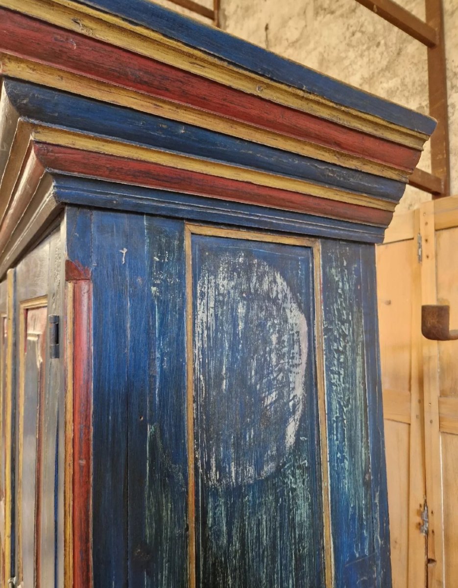 Armoire ou penderie ancienne peinte de style bavarois-photo-3