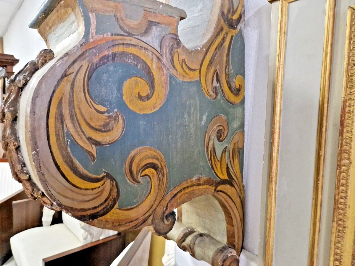 Paire de consoles en bois doré du XVIIIe siècle, étagères anciennes italiennes de style rococo -photo-3