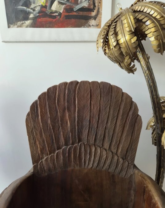 Pair Of Hand-carved Art Deco “throne” Armchairs Featuring Eagle Motifs -photo-1