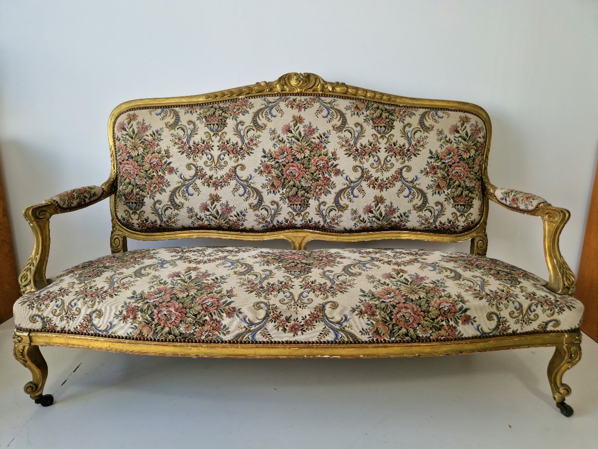 Ensemble de salon ancien français (canapé et fauteuils) – 5 pièces – XIXe siècle – Provenance :-photo-2