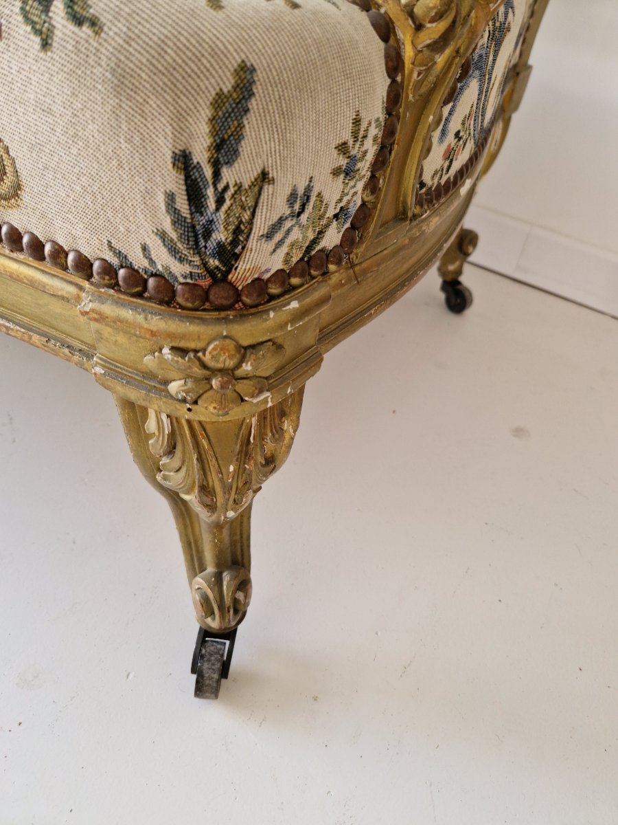 Ensemble de salon ancien français (canapé et fauteuils) – 5 pièces – XIXe siècle – Provenance :-photo-3